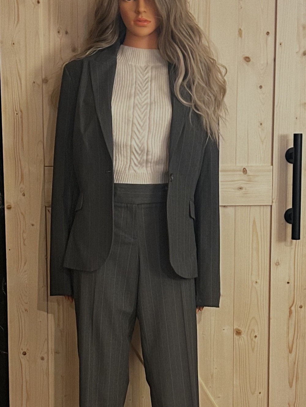 The Limited Charcoal Gray Pinstripe Pantsuit